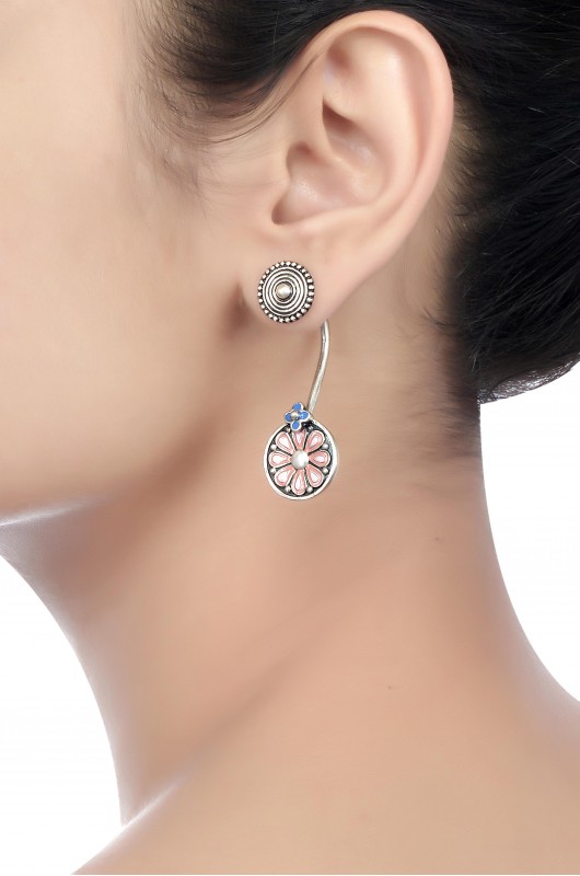 Pink Enamel And Coin Floating Earrings Home Pink Enamel And Coin Floating Earrings